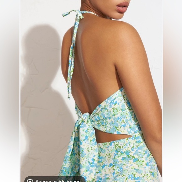 FAITHFULL The Brand / NWT Gaia Mini Halter tie Dress Varenna Green Floral 6 S - Picture 3 of 8